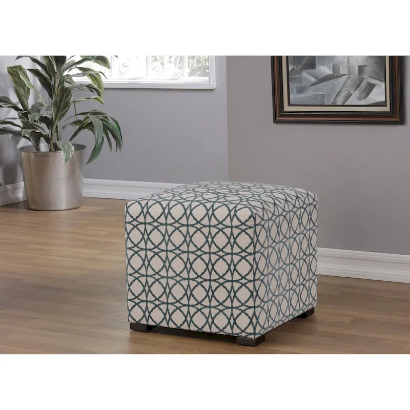 Quadratischer Ottoman im Übergangsstil mit Knopfheftung