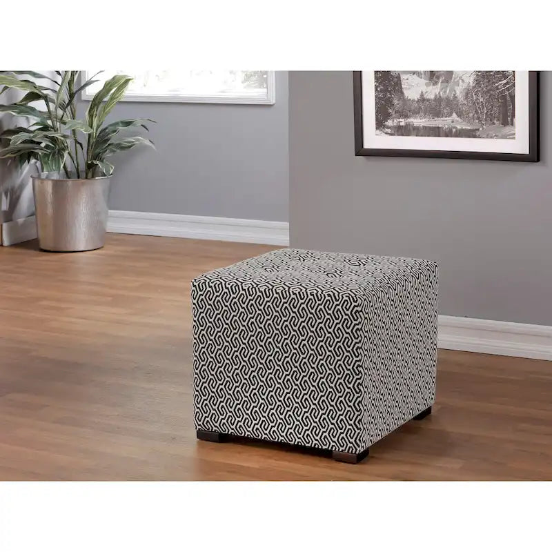 Quadratischer Ottoman im Übergangsstil mit Knopfheftung