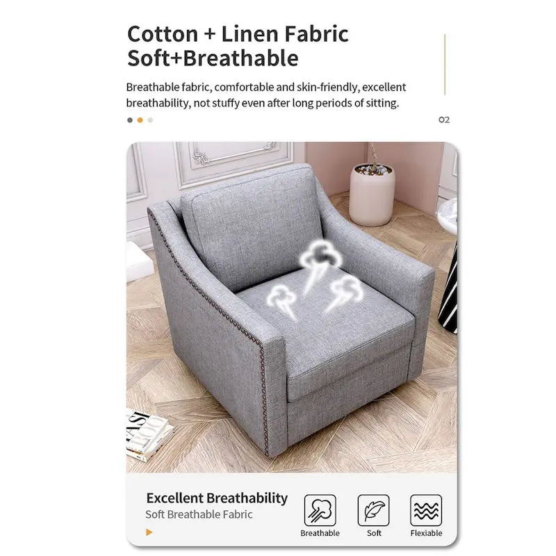 Fauteuils d'appoint pivotants pour le salon, fauteuils tonneau pivotants à 360 degrés avec accoudoirs pour la chambre ou le salon