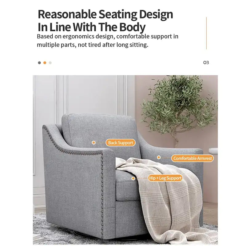 Fauteuils d'appoint pivotants pour le salon, fauteuils tonneau pivotants à 360 degrés avec accoudoirs pour la chambre ou le salon