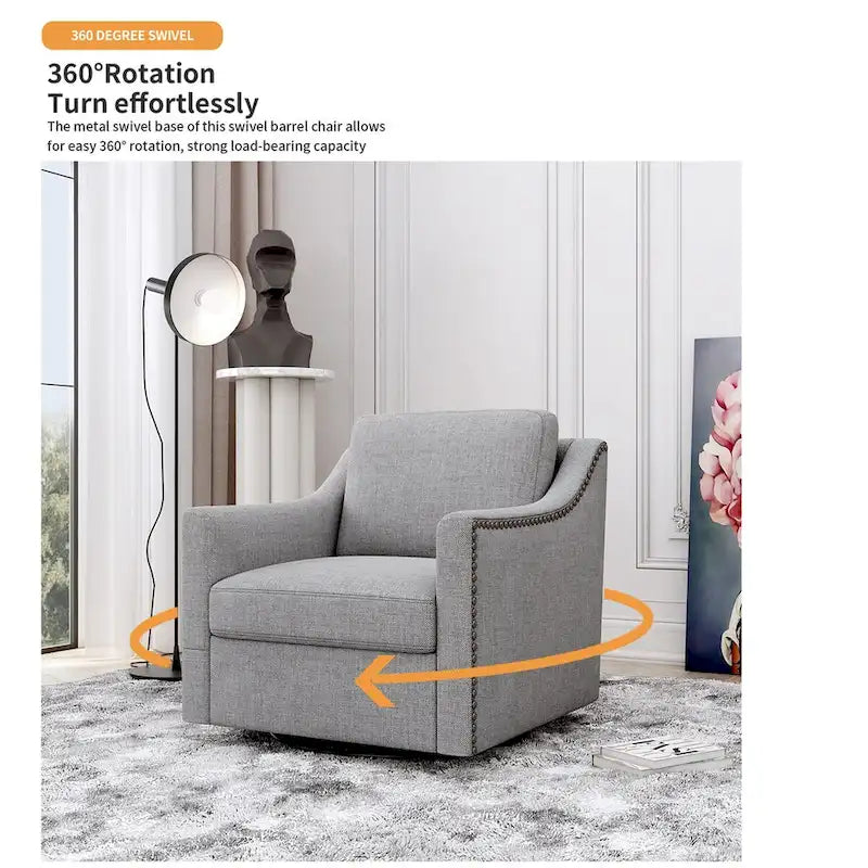 Fauteuils d'appoint pivotants pour le salon, fauteuils tonneau pivotants à 360 degrés avec accoudoirs pour la chambre ou le salon